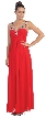 V-Neck Bejeweled Bust & Shoulders Long Formal Evening Dress — in Red