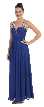 V-Neck Bejeweled Bust & Shoulders Long Formal Evening Dress — in Royal Blue