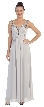 V-Neck Bejeweled Bust & Shoulders Long Formal Evening Dress — in Silver
