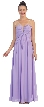 V-Neck Mesh Shoulders Shirred Bust Long Bridesmaid Dress — in Lilac