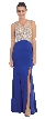 Rhinestones Mesh Top Flared Skirt Long Prom Dress