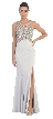 Rhinestones Mesh Top Flared Skirt Long Prom Dress — in Silver