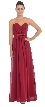Strapless Pleated Bust Bow Waist Long Bridesmaid Dress — in Burgundy