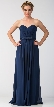 Strapless Pleated Bust Bow Waist Long Bridesmaid Dress — in Navy