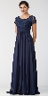 Floral Lace Top Short Sleeves Long Bridesmaid MOB Dress