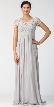 Floral Lace Top Short Sleeves Long Bridesmaid MOB Dress — in Silver