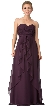 Strapless Shirred Bust Ruffled Skirt Long Bridesmaid Dress — in Egg Plant
