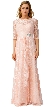 Round Neck Half Sleeves Floral Mesh Long Bridesmaid Dress
