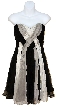 Basket Weave Front Silk Strapless Party Dress