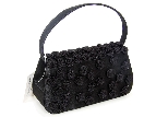 Pretty Rose Satin Evening Bag — in Black