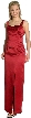 Satin Beaded Full Length Bridesmaid Dress — in Dark Red color