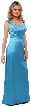 Boat Neck Beaded Bridesmaid Dress — in Carribean Blue
