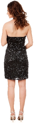 Strapless Beaded Short Formal Prom Homecoming Dress — back view