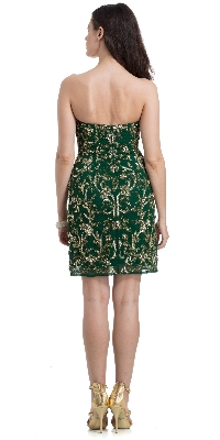 Strapless Floral Beaded Short Homecoming Party Dress — back view