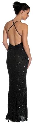 Swirled Design Bodice Formal Prom Dress — back view