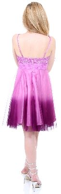 Spaghetti Straps 2 Tone Beaded Bust Short Formal Party Dress — back view