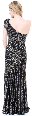 Full Length Sophisticated Sequined Evening Gown — back view