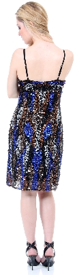 Fully Sequined Spaghetti Strap Party Dress — back view