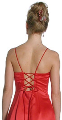 Rhinestones with White Insert A-Line Formal Dress — back view