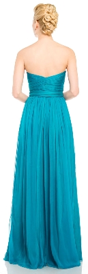 Strapless Sweetheart Neck Chiffon Long Formal Prom Dress  — back view