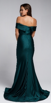 Off Shoulder Fitted Prom Gown — back view