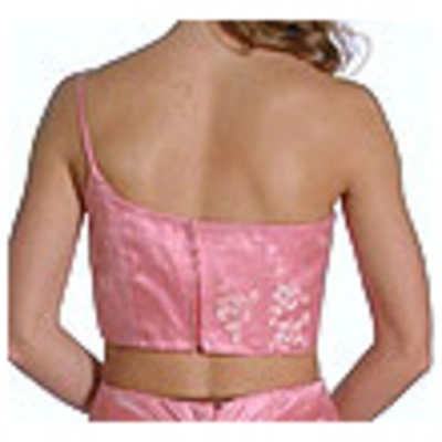 Single Shoulder Flower Applique Prom Dress — back view