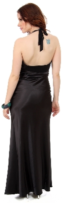 Beaded Empire Cut & Halter Neck Formal Prom Dress — back view