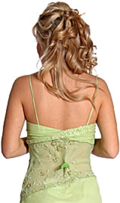 Ruffled and See-Thru Formal Prom Dress — back view