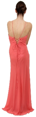 Keyhole Ruched Bust Beaded Formal  Prom Dress — back view