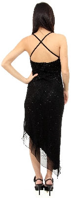 Asymmetric Beaded Formal Dress — back view