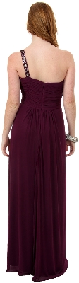 Greco Roman Formal Prom Dress with Bead Accents — back view