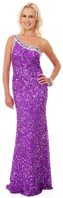 Sparkling Purple One-Shoulder Sequin Mermaid Gown