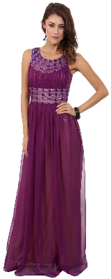 Chiffon Sequin Embellished A-Line Formal Gown