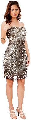 Strapless Short Sequined Homecoming Party Prom Dress
