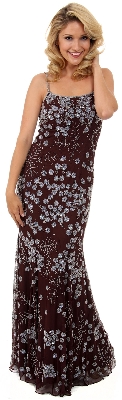 Miniature Flowers Beaded Spaghetti Straps Formal Dress