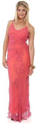 V Neck Beaded Long Formal Evening Dress
