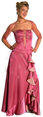 Strapless Beaded Prom Dress with Cascading Ruffles