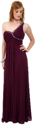 Greco Roman Formal Prom Dress with Bead Accents