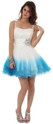 Beaded Straps & Waist Mesh Short Party Dress