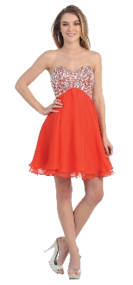 Strapless Bejeweled Bodice Short Party Prom Dress