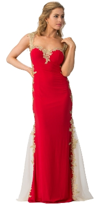 Sweetheart Neck Lace & Mesh Embellishments Long Prom Dress