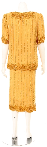 Short Sleeved 2-Piece Sequin Cocktail Dress — back view