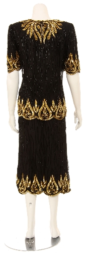 Sequin Flower Bud Two Piece Formal Gown — back view