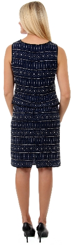 Round Neck Sleeveless Sequined Blouse and Straight Skirt — back view