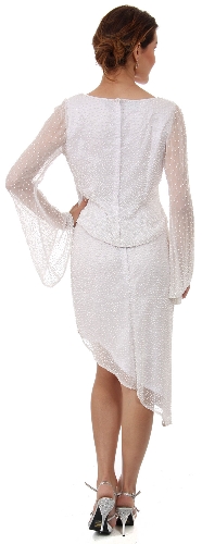 Round Neck Full Sleeves 2-Piece Beaded Cocktail Dress  — back view