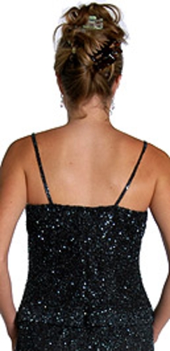 Short Asymmetric Beaded Dress — back view