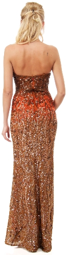 Strapless Exquisitely Sequined Long Formal Prom Dress  — back view
