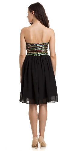 Elegant & Charm Fit & Flare Strapless Sequin Cocktail Dress — back view