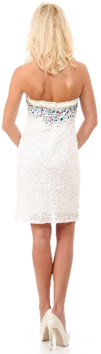 Strapless Colored Sequins Short Formal Party Prom Dress — back view