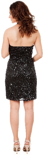 Strapless Beaded Short Formal Prom Homecoming Dress — back view